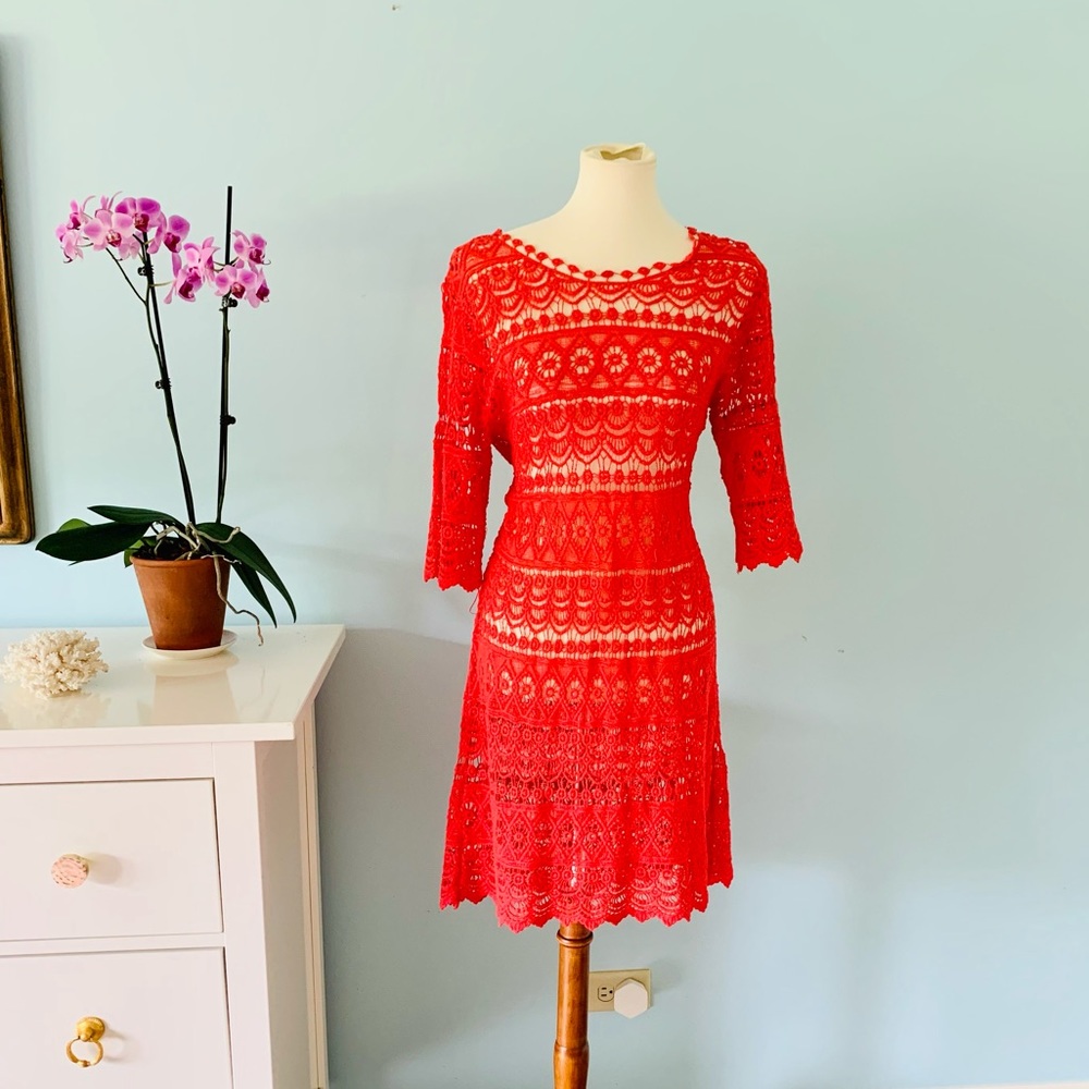 Solitaire by Ravi Khosla 🍊 Orangey Red Coverup L